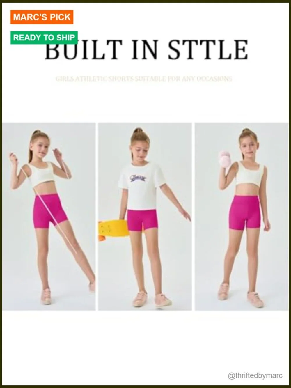 Kids High Waisted Athletic Workout Bike Shorts Compression Sport Dance Yoga